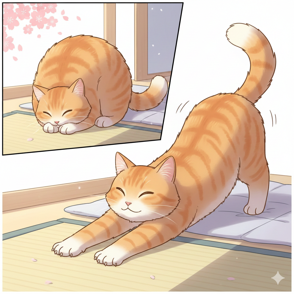cute cate stretching