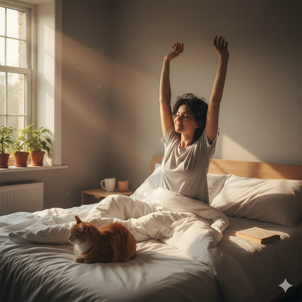 morning mobility stretching in the bed